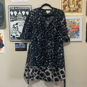 Thakoon Indigo and White Shibori style  Long Sleeve Dress